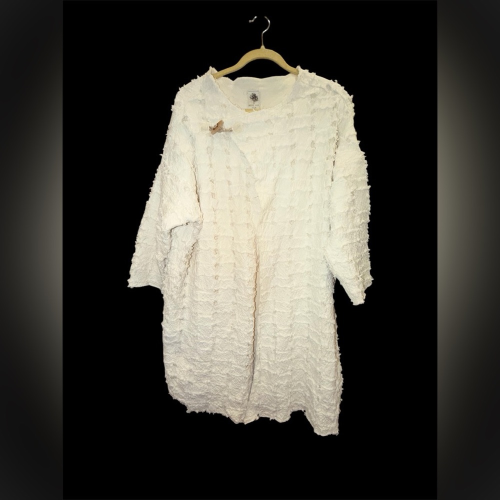 Elegant White Textured Women's cotton double layered jacket OSFM